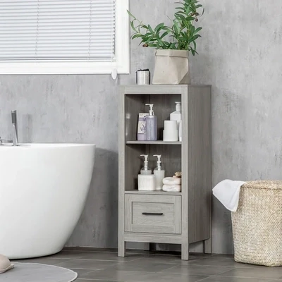 Badezimmerschrank 1 Schrankfach 2 Regale Grau