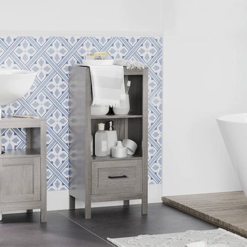 Badezimmerschrank 1 Schrankfach 2 Regale Grau