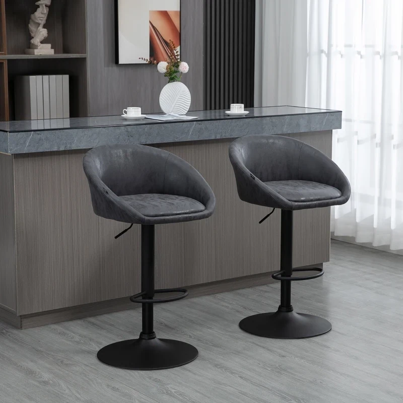 2er-Set Barhocker, höhenverstellbar, 360-Grad-Schwenk-Design, Grau