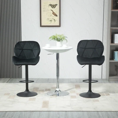 2er-Set Barhocker Barstühle mit Lehne schwarz