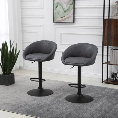 2er-Set Barhocker, höhenverstellbar, 360-Grad-Schwenk-Design, Grau