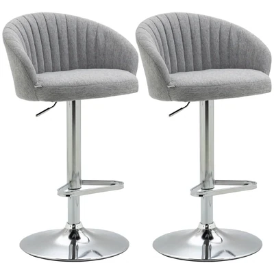 2er-Set Barhocker im Retro-Design, höhenverstellbar, 360°-Drehfunktion, grau
