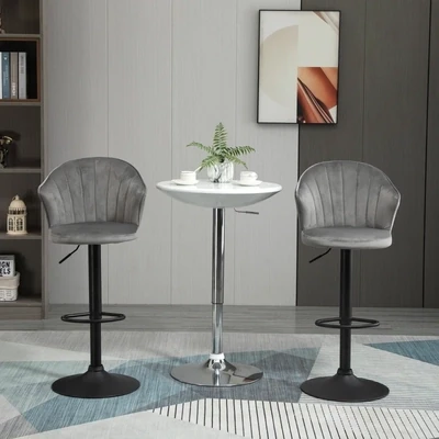 2er-Set Barhocker drehbare Barstühle mit Lehne Grau
