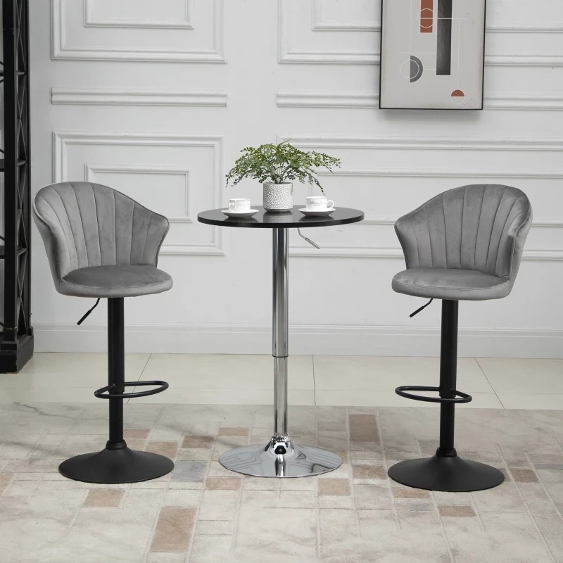 2er-Set Barhocker drehbare Barstühle mit Lehne Grau