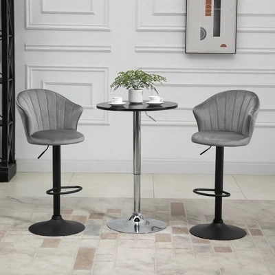 2er-Set Barhocker drehbare Barstühle mit Lehne Grau