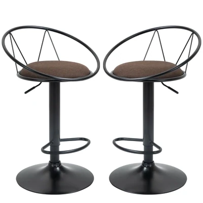 2er-Set Barhocker mit Fussstütze Schwarz