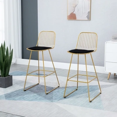 2er-Set Barhocker im Retrodesign Stahl Gold Schwarz