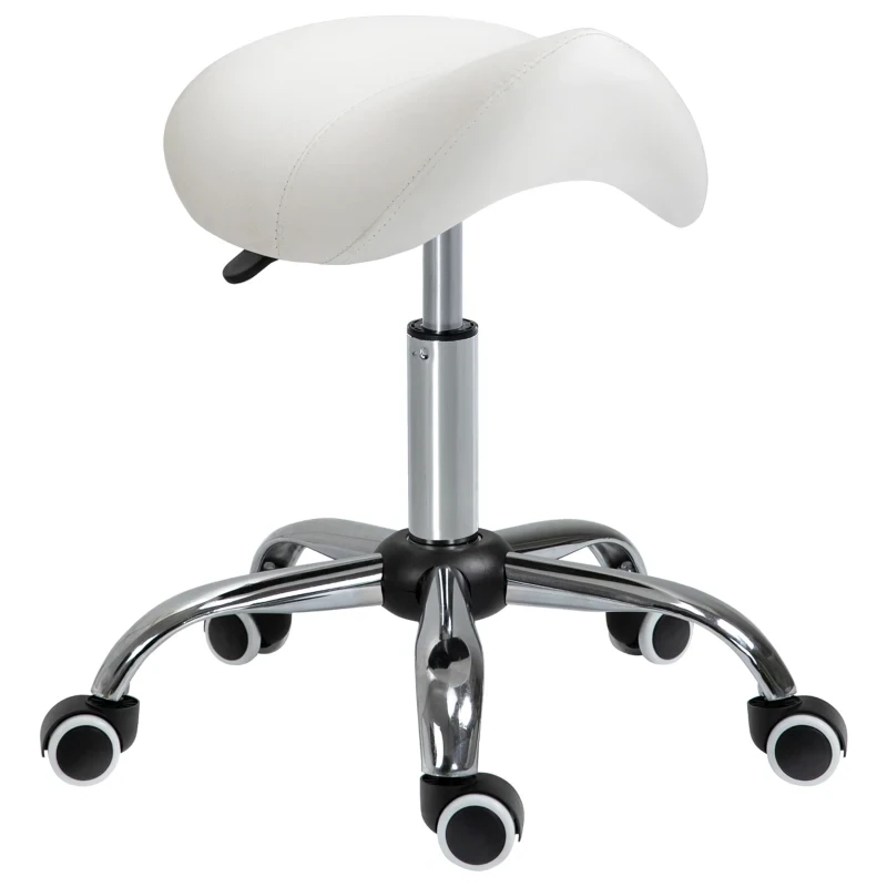 Sattelhocker, Kosmetikhocker, mit Rollen Cremeweiss