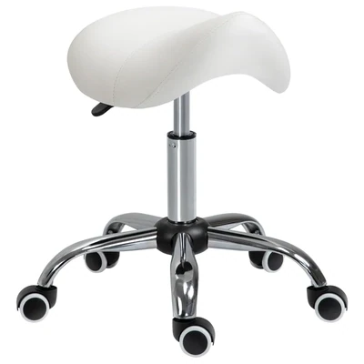 Sattelhocker, Kosmetikhocker, mit Rollen Cremeweiss