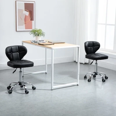 2er-Set Arbeitshocker / Arbeitsstühle Kunstleder Dunkelgrau