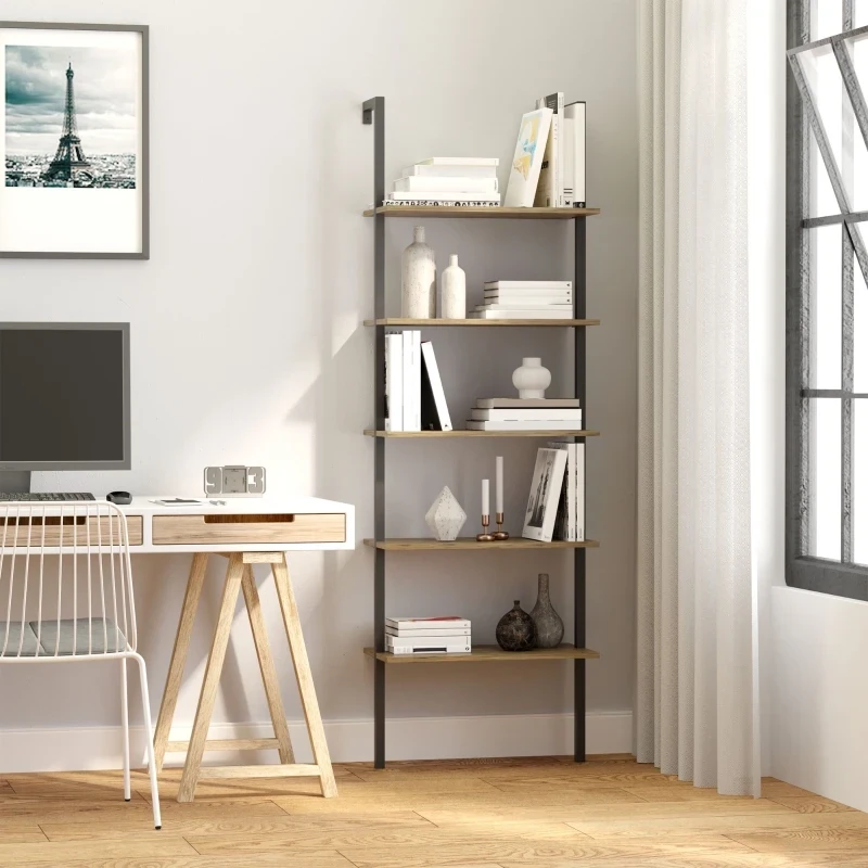 Leiterregal im Industrie-Design 5 Fächer Braun+ Schwarz