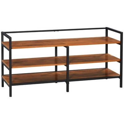 Fernsehbank, TV-Ständer, Industrial Design, 2 Regalfächer, Naturholz