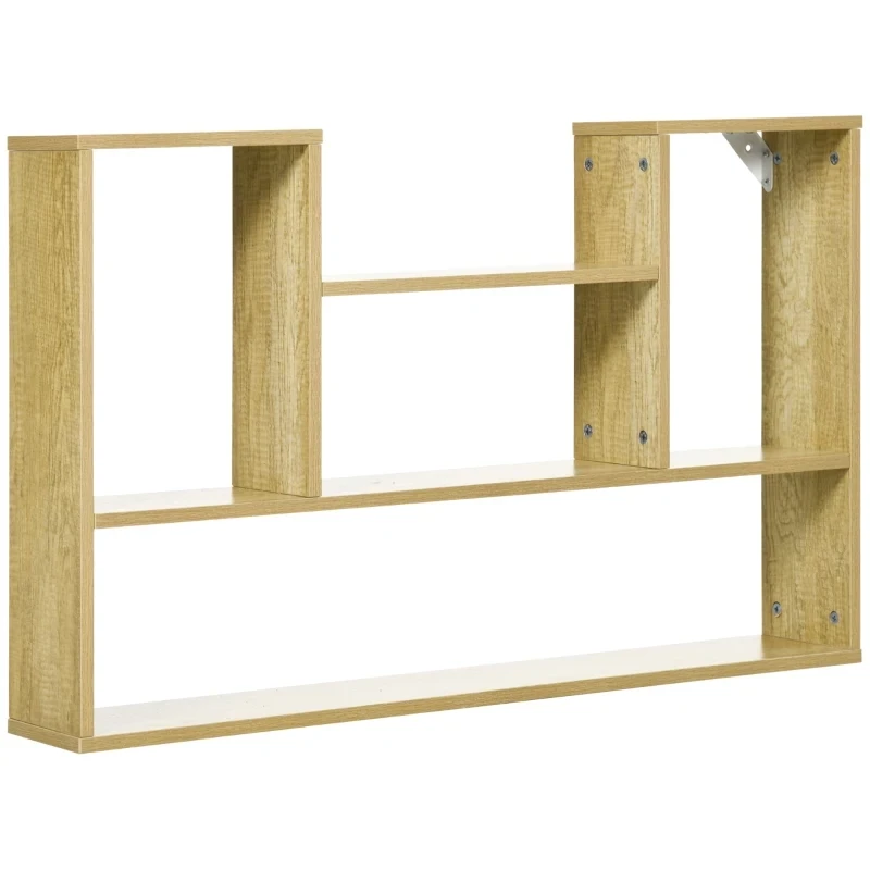 Wandregal, schwebendes Regal, 4 Fächer, Bücherregal, Natur