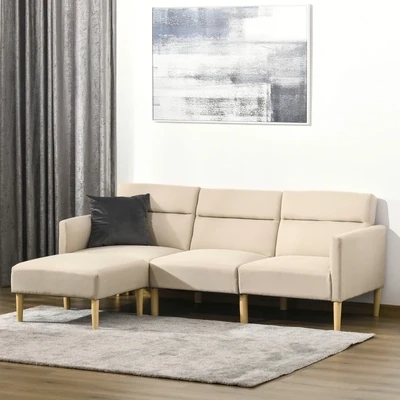 Schlafsofa Klappsofa mit einstellbarer Rückenlehne Beige