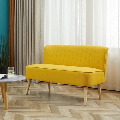 2-Sitzer Stoffsofa Polstersofa Sitzmöbel Loungesofa Gelb