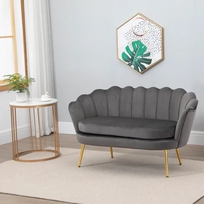 2-Sitzer Stoffsofa mit weichen und grosszügigen Kissen Grau