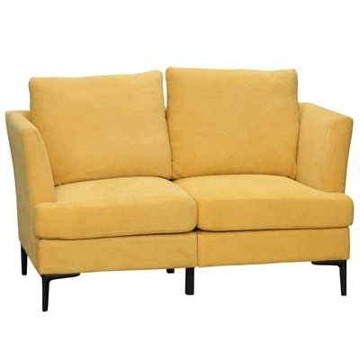 Sofa für 2 Personen, dicke Polsterung, Bezug in Leinenoptik, gelb,