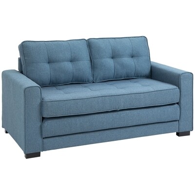 Schlafsofa Klappsofa 2-Sitzer Sofa mit Schlaffunktion  Leinen-Touch Blau