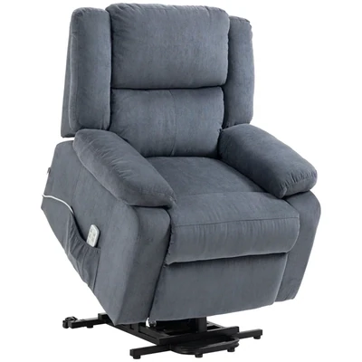 Aufstehsessel, Relaxsessel, mit Liegefunktion, Fernbedienung, Samtoptik, grau