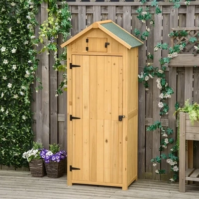 Gartenschrank Geräteschuppen mit Fachböden Gelb+Grün
