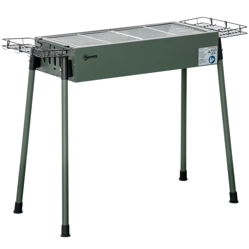 Holzkohlegrill, 2x Grillrost, rostfreier Stahl, dunkelgrün,