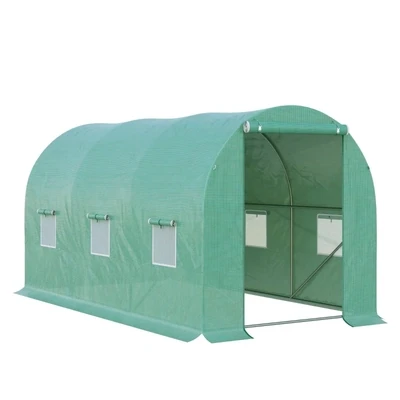 Gewächshaus L400 x B200 x H190 cm Treibhaus Gitterfolie
