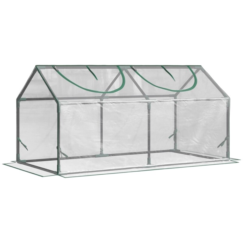 Foliengewächshaus mit Fenster 119 x 60 x 60 cm PVC Treibhaus Tomatenhaus Frühbeet Transparent