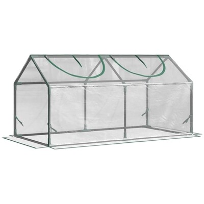 Foliengewächshaus mit Fenster 119 x 60 x 60 cm PVC Treibhaus Tomatenhaus Frühbeet Transparent