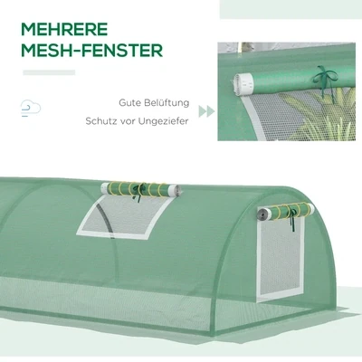 Foliengewächshaus, wetterbeständig, 200 cm x 80 cm x 45 cm UV-beständig, Folientunnel, Grün
