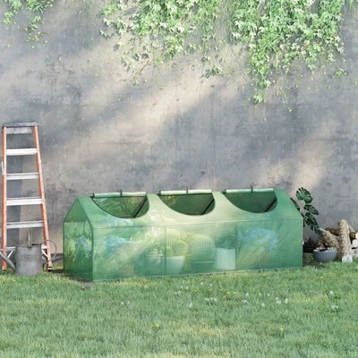 Gewächshaus 180 cm x 60 cm x 60 cmmit aufrollbaren Fenstern, wetterbeständig, Grün