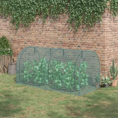 Mini Gewächshaus, 2 aufrollbare Türen 2,49 x 1,2 x 1,2m, dunkelgrün,