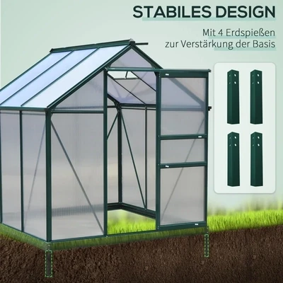 Gewächshaus 190 x 192 x 201 cm Aluminium Treibhaus mit Dachfenster