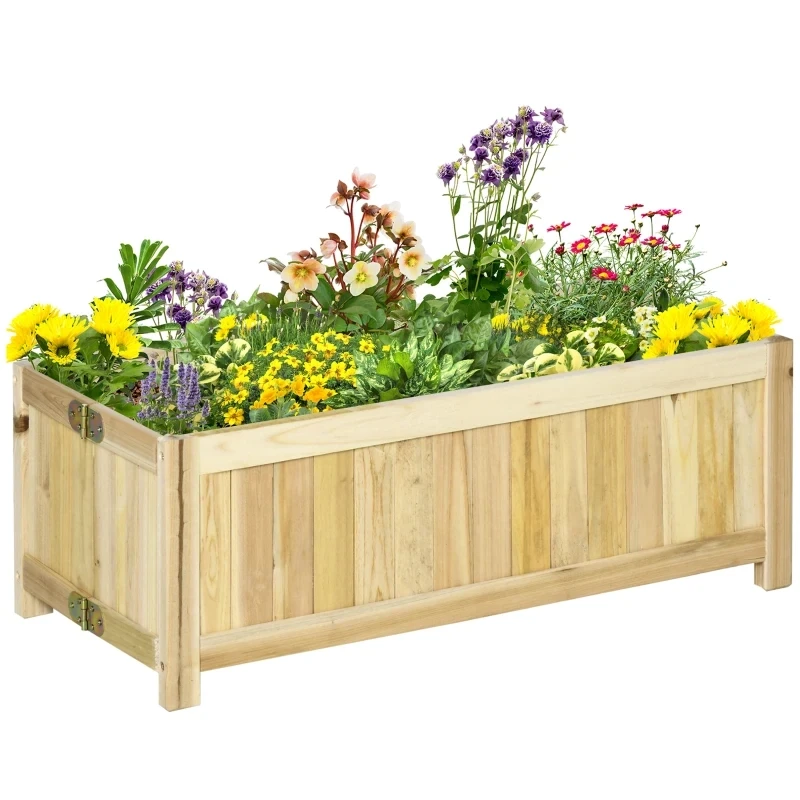 Klappbares Hochbeet, Massivholz, Wetterbeständig, 70 cm x 30 cm x 25 cm, Natur