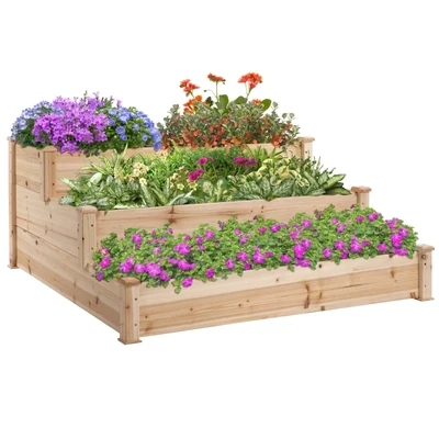 Hochbeet 3-stufig Gartenbeet Kräuterbeet Blumentreppe