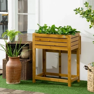 Hochbeet mit klappbarer Arbeitsfläche, lackiertes Massivholz