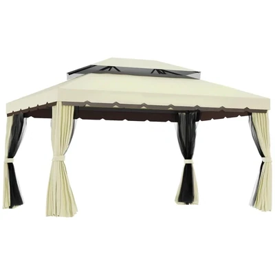 Gartenpavillon Gartenzelt Festzelt Partyzelt mit 4 x Seitenwand Cremeweiss 3,9 x 2,9 x 2,7 m