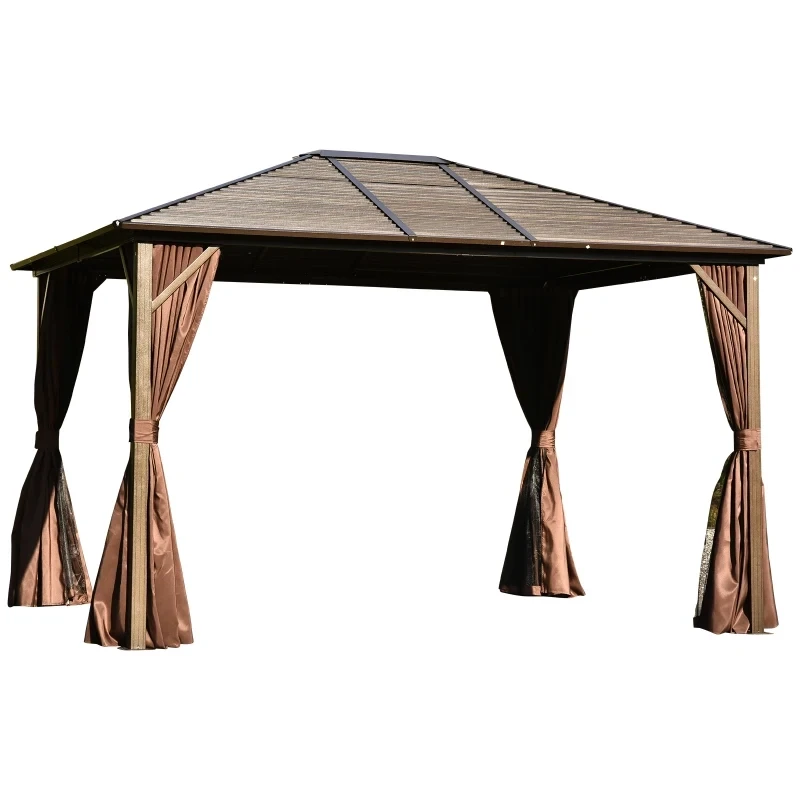 Luxus-Gartenpavillon mit Aluminiumrahmen und rostfreiem Metalldach 300L x 365B x 262H cm Gartenzelt wetterfest Aluminium