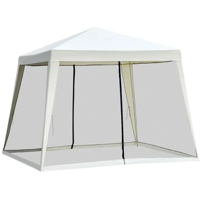 Gartenpavillon Pavillon Festzelt Partyzelt wetterfest Zelt mit Moskitonetz Beige 3 x 3 m