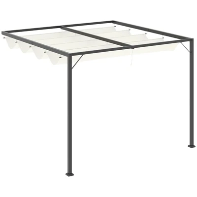Pergola Pavillon 3 x 3 m mit Stoffdach Cremeweiss