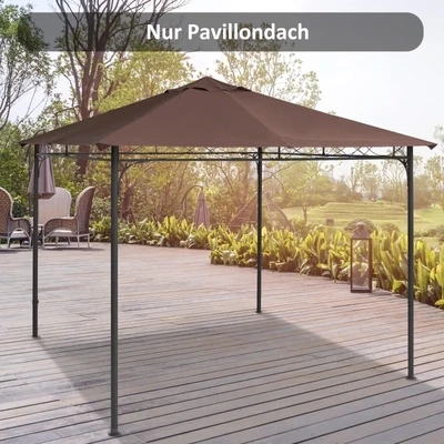 Pavillondach 3x3m Ersatzdach für Pavillon Pavillonabdeckung Polyester Kaffee