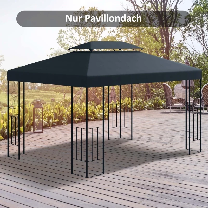 Ersatzdach Pavillondach für Metallpavillon 3x4m Dunkelgrau