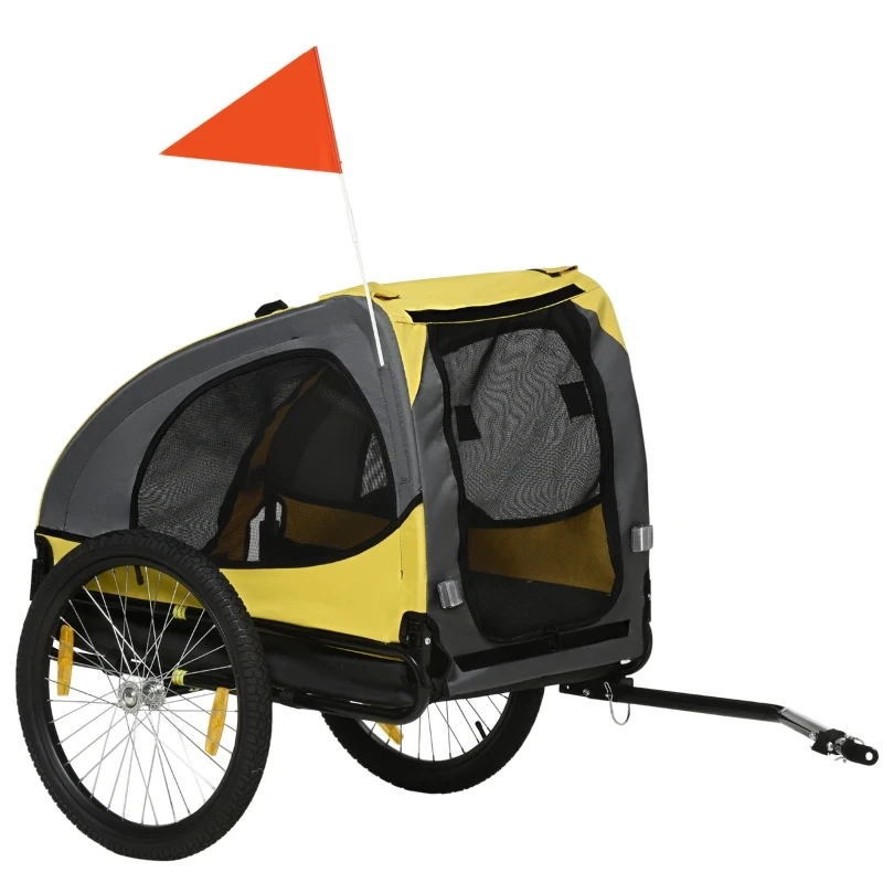 Hundeanhänger Velo-Anhänger Fahrradanhänger, gelb, 140 x 71 x 83 cm