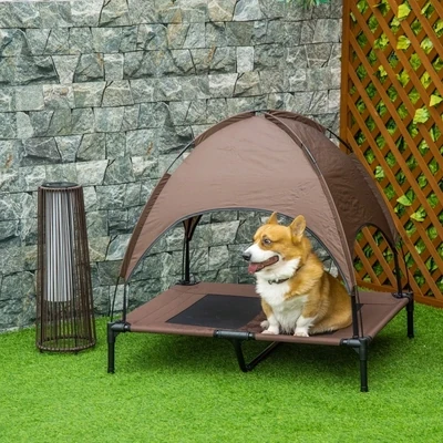 Hundebett mit Baldachin Haustierbett Hundeliege , 92 x 76 x 90 cm