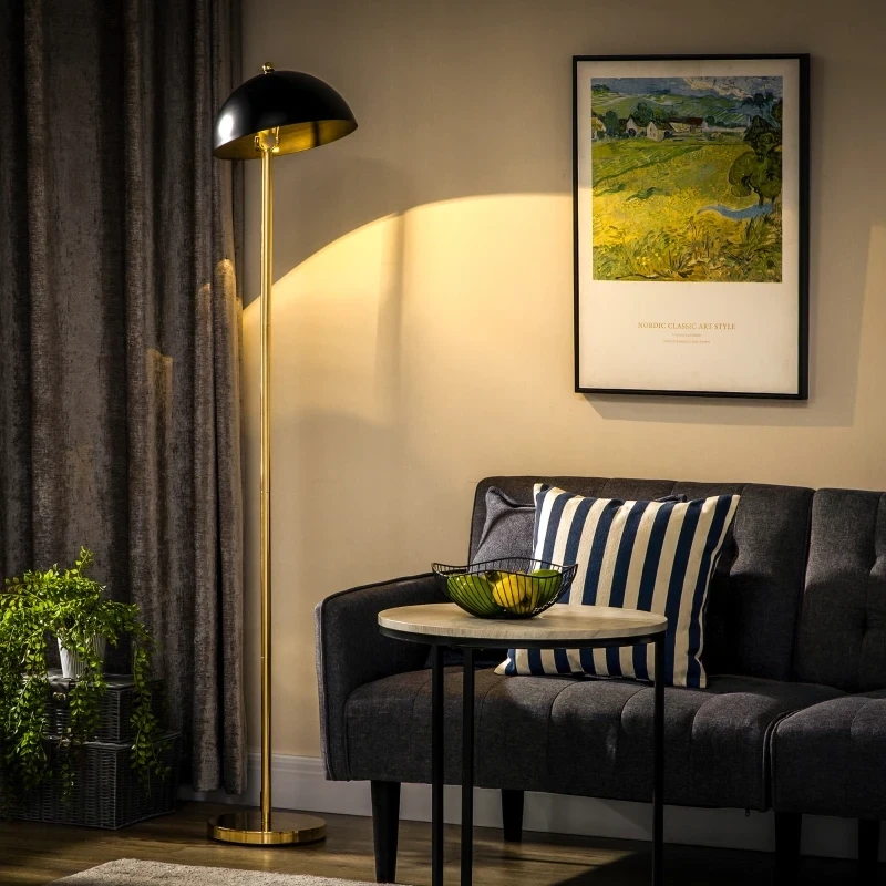 Stehleuchte im Vintage-Design, Standleuchte Gold + Schwarz