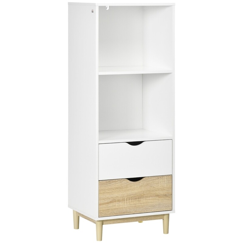 Bücherregal, Aufbewahrungsregal Bücherschrank Standregal mit 2 Fächern, weiss
