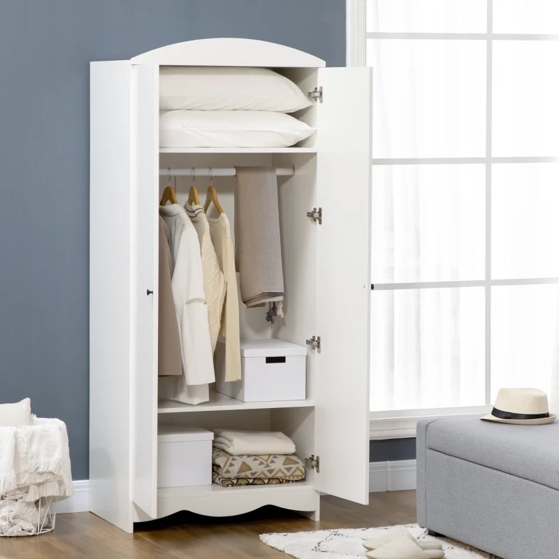 Kleiderschrank, 1 Kleiderstange, 2 Regalböden, Weiss