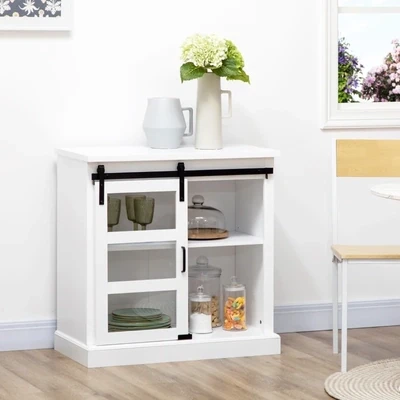 Buffetschrank, Sideboard, Schiebetür, Einlegeboden, weiss