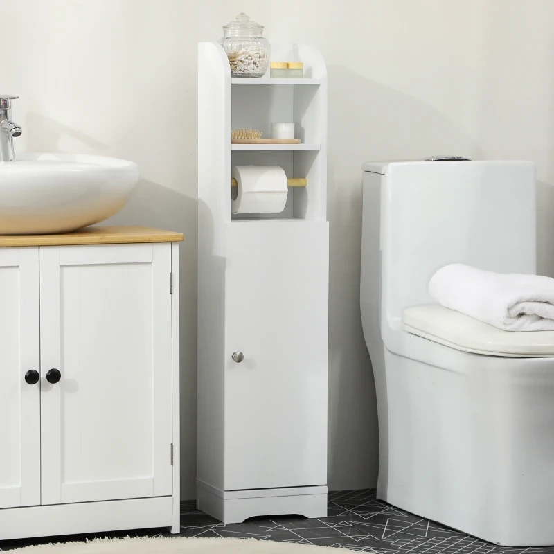 Badezimmerschrank, schmal, Toilettenpapierhalter, weiss