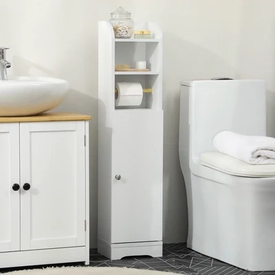 Badezimmerschrank, schmal, Toilettenpapierhalter, weiss