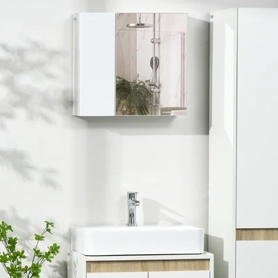 Spiegelschrank, Badschrank, versetzbarer Einlegeboden, weiss